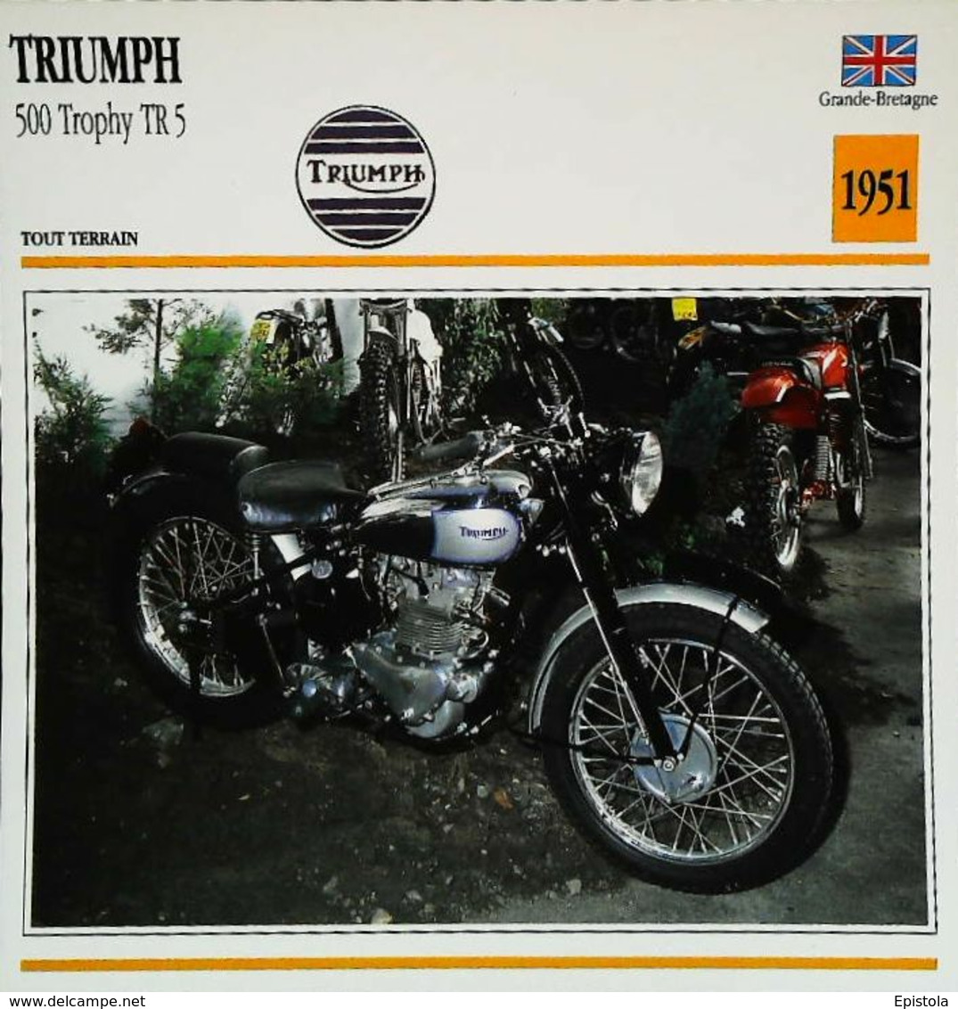 " Motorbike TRIUMPH 500cc Trophy TR5 1951 " Moto Anglaise - Collection Fiche Technique Edito-Service S.A. - Collezioni