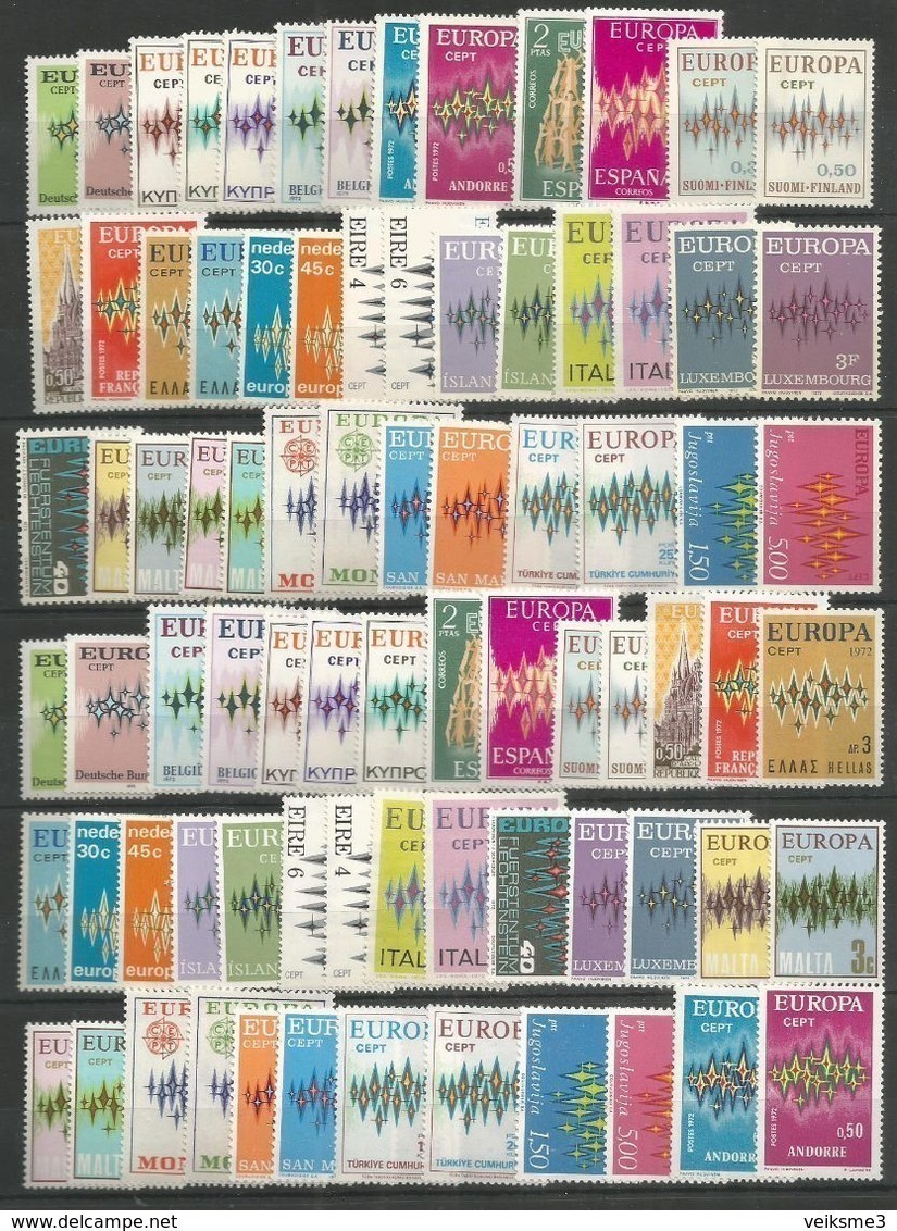 76 Stamps DIFFERENT - MNH - Europa-CEPT - Art - 1972 - 1972