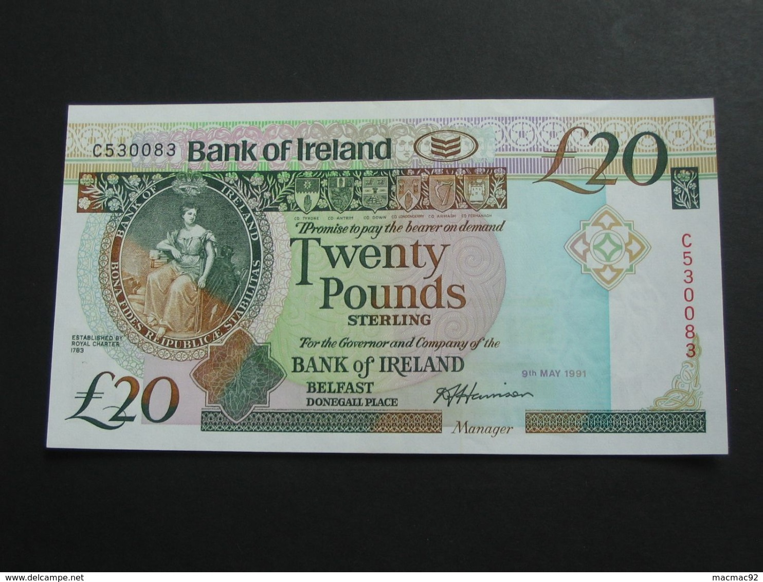 20 Twenty Pound 1991 - Central Bank Of Ireland - Belfast Donegall Place  **** EN ACHAT IMMEDIAT **** - Irland