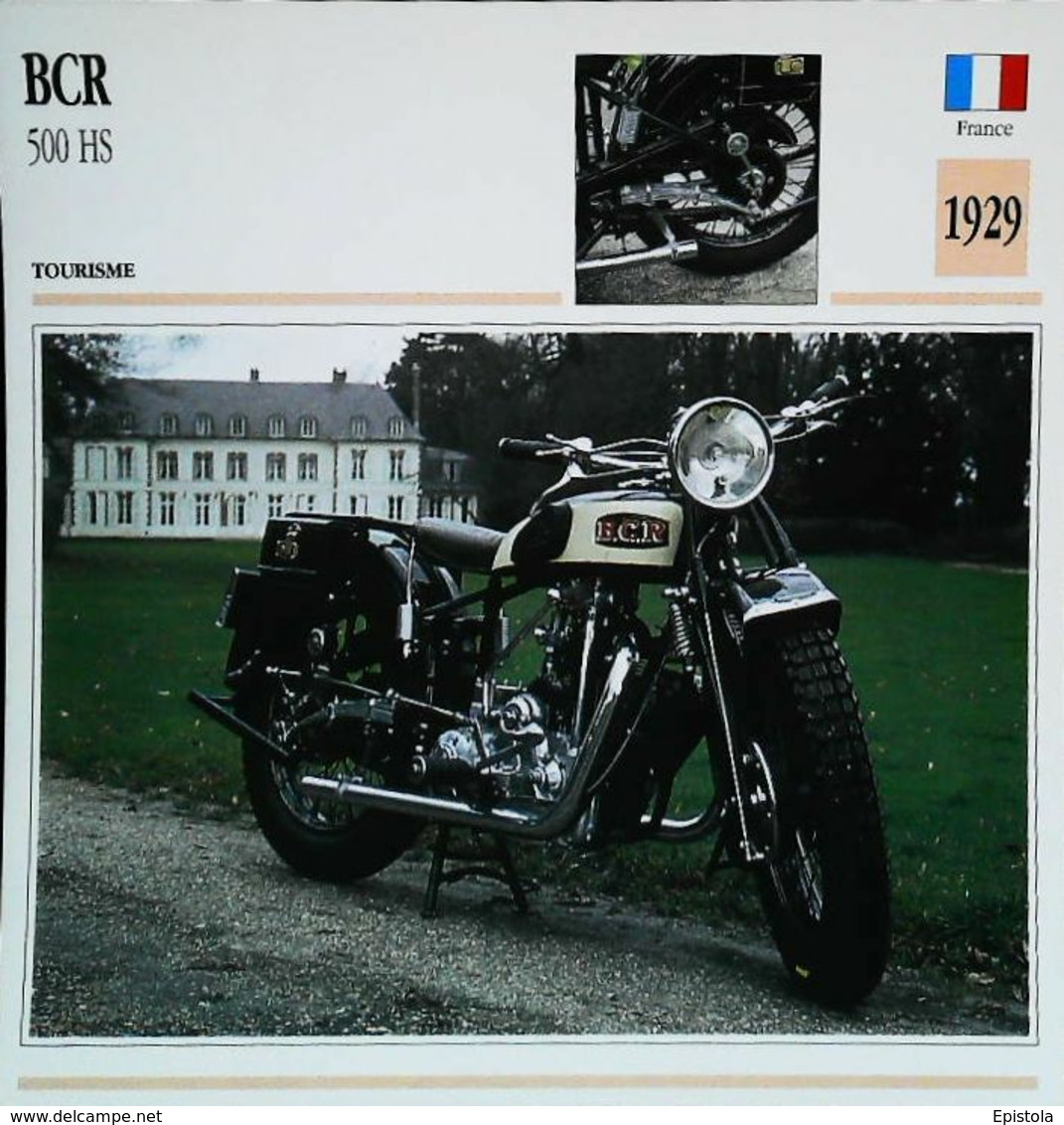 "BCR 500cc HS 1929" Moto Française - Collection Fiche Technique Edito-Service S.A. - Collections