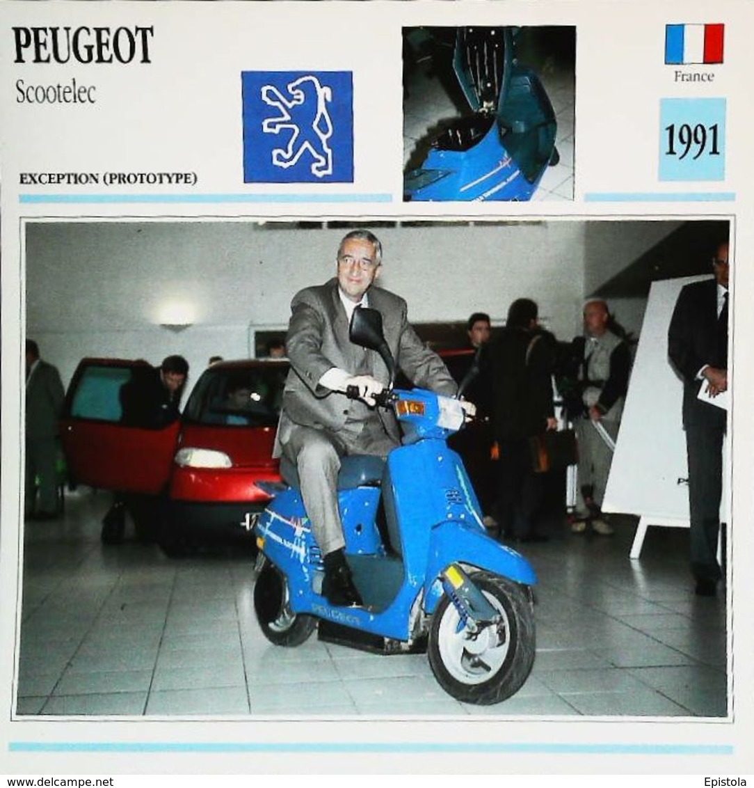 "PEUGEOT SCOOTELEC Scooter Electrique & Jacques CALVET" Moto Française - Collection Fiche Technique Edito-Service S.A. - Verzamelingen