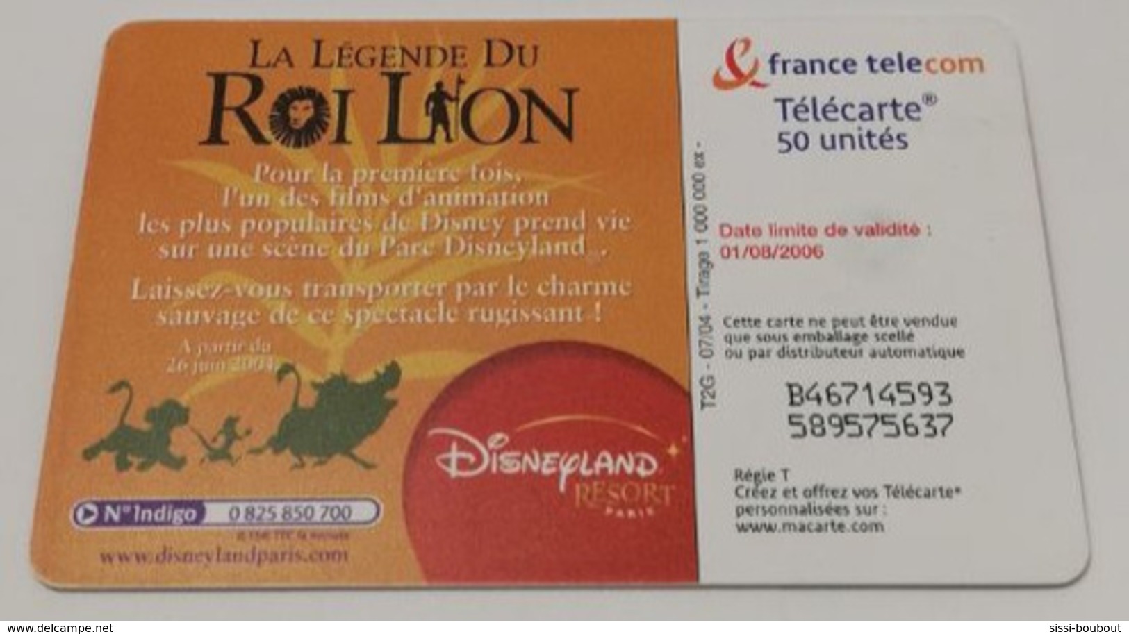 Télécarte - EURO DISNEY - Disneyland - La Légende Du Roi Lion - Disney
