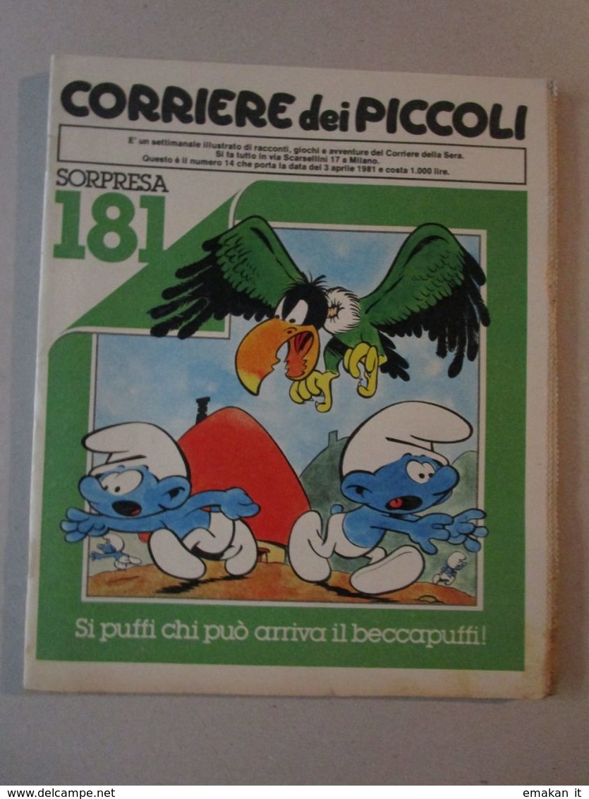 - CORRIERE DEI PICCOLI N 14 / 1981 IL PAESE DEI PUFFI - Corriere Dei Piccoli