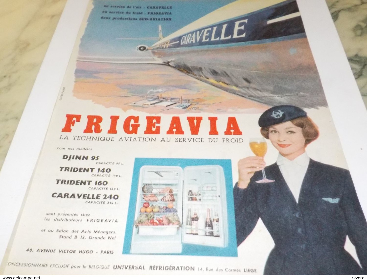 ANCIENNE PUBLICITE FRIGEAVIA ET  CARAVELLE 1959 - Altri Apparecchi