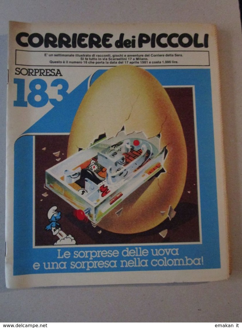 - CORRIERE DEI PICCOLI N 16 / 1981 IL PAESE DEI PUFFI - Corriere Dei Piccoli