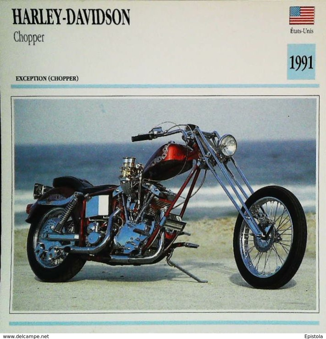 Motorcycle HARLEY-DAVIDSON  1200cc Chopper 1991  - Collection Fiche Technique Edito-Service S.A. - Verzamelingen
