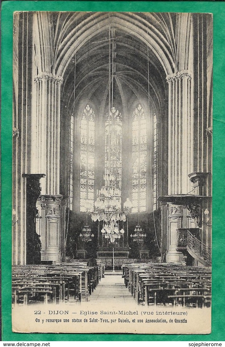 22 - Dijon (21) église Saint-Michel (vue Intérieure) 2scans (statue Saint-Yves Par Dubois, Annonciation Par Quentin) - Dijon