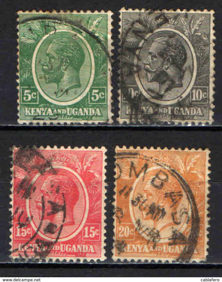 KENYA AND UGANDA - 1922 - EFFIGIE DEL RE GIORGIO V - Wmk. 4 -  USATI - Kenya & Oeganda