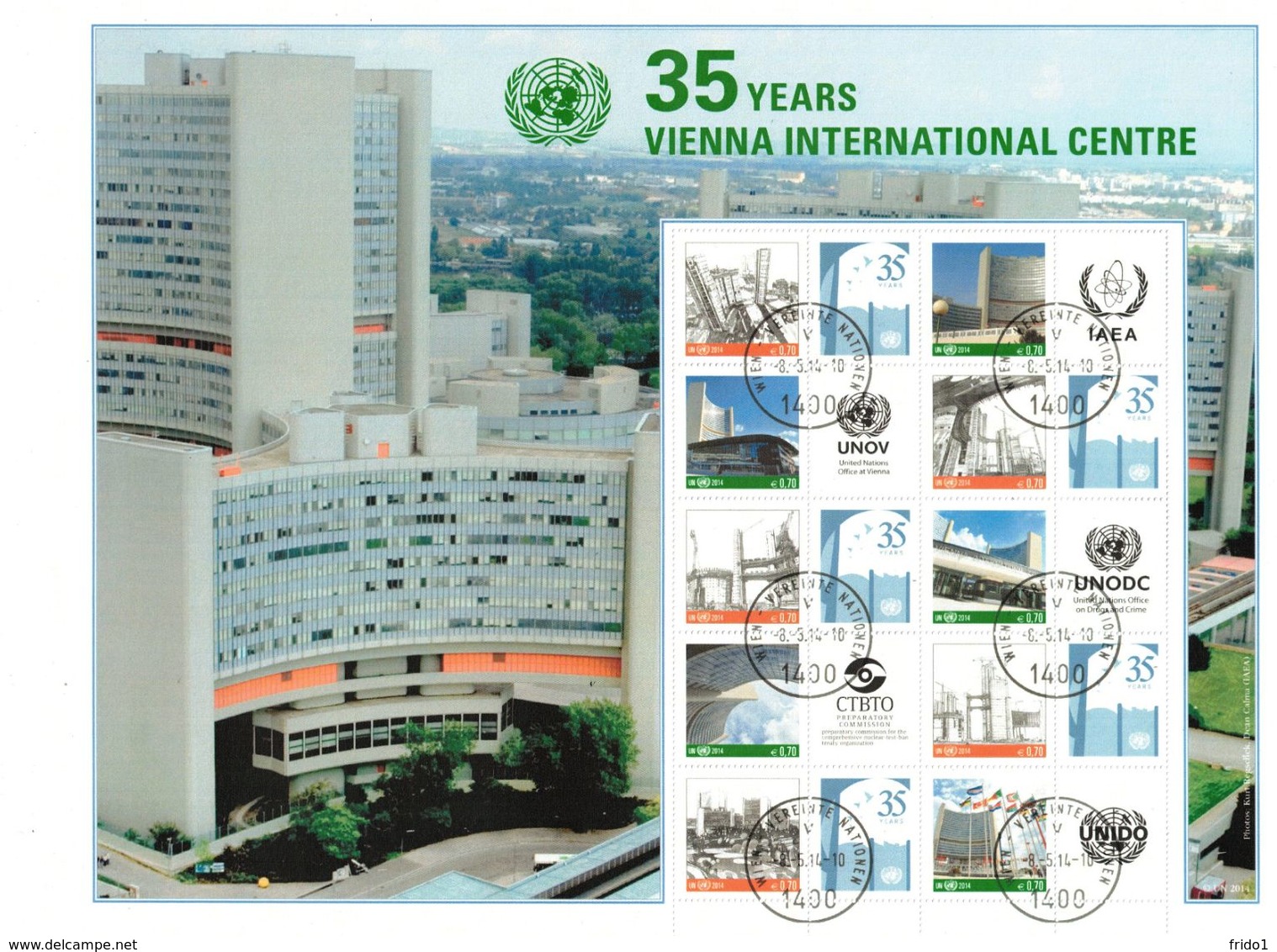 United Nations Vienna 2014 Personalised Sheet 35 Years Of Vienna Center Fine Used - Gebruikt