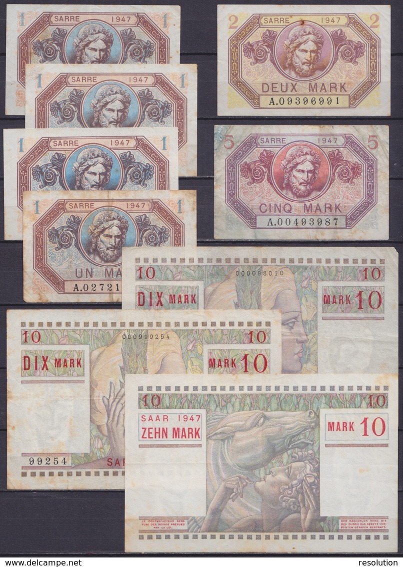 Sarre - Lot De Billets De Banque 1M, 2M, 5M, 10M, 50M - 1947 (voir Scans) - Verzamelingen