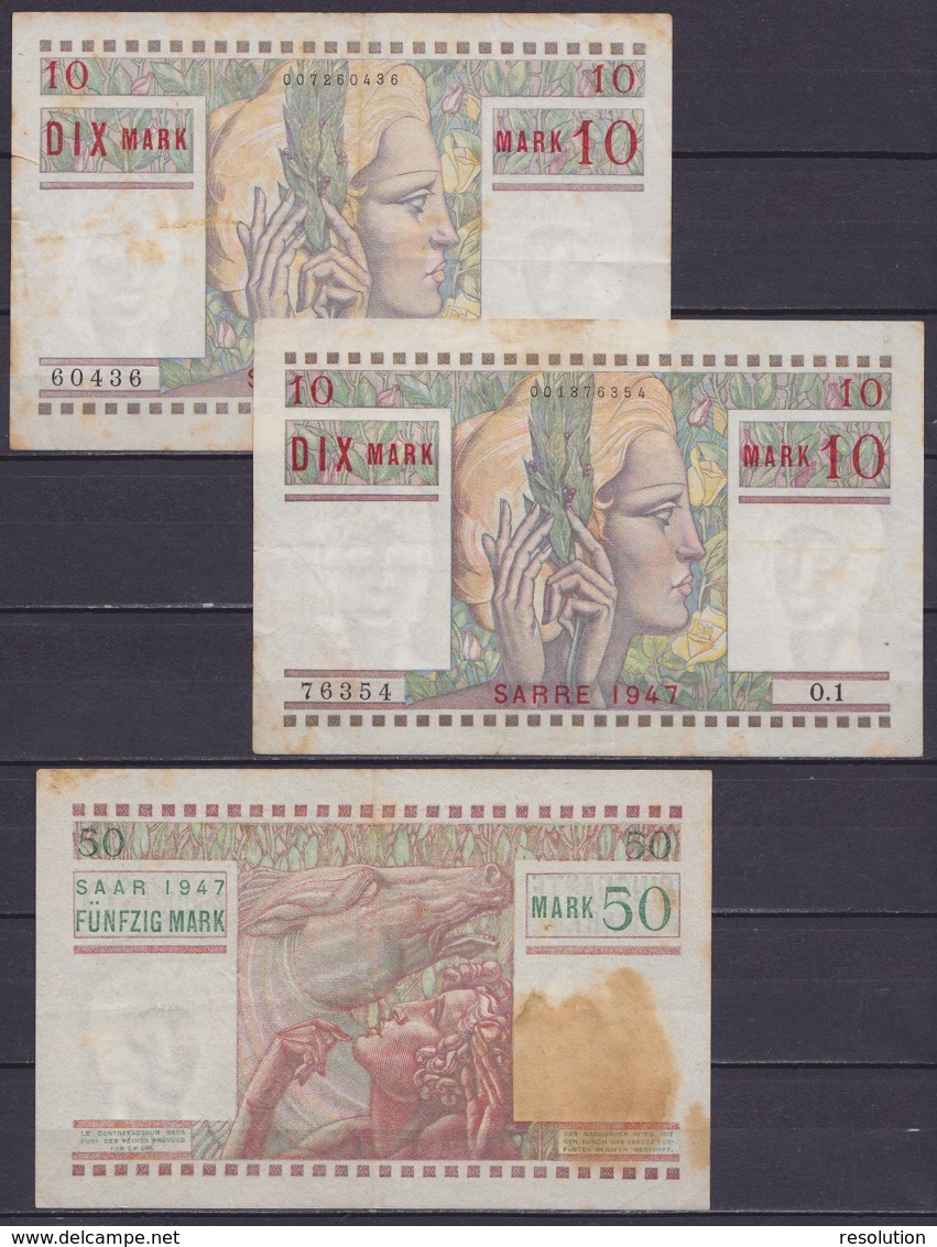 Sarre - Lot De Billets De Banque 1M, 2M, 5M, 10M, 50M - 1947 (voir Scans) - Verzamelingen