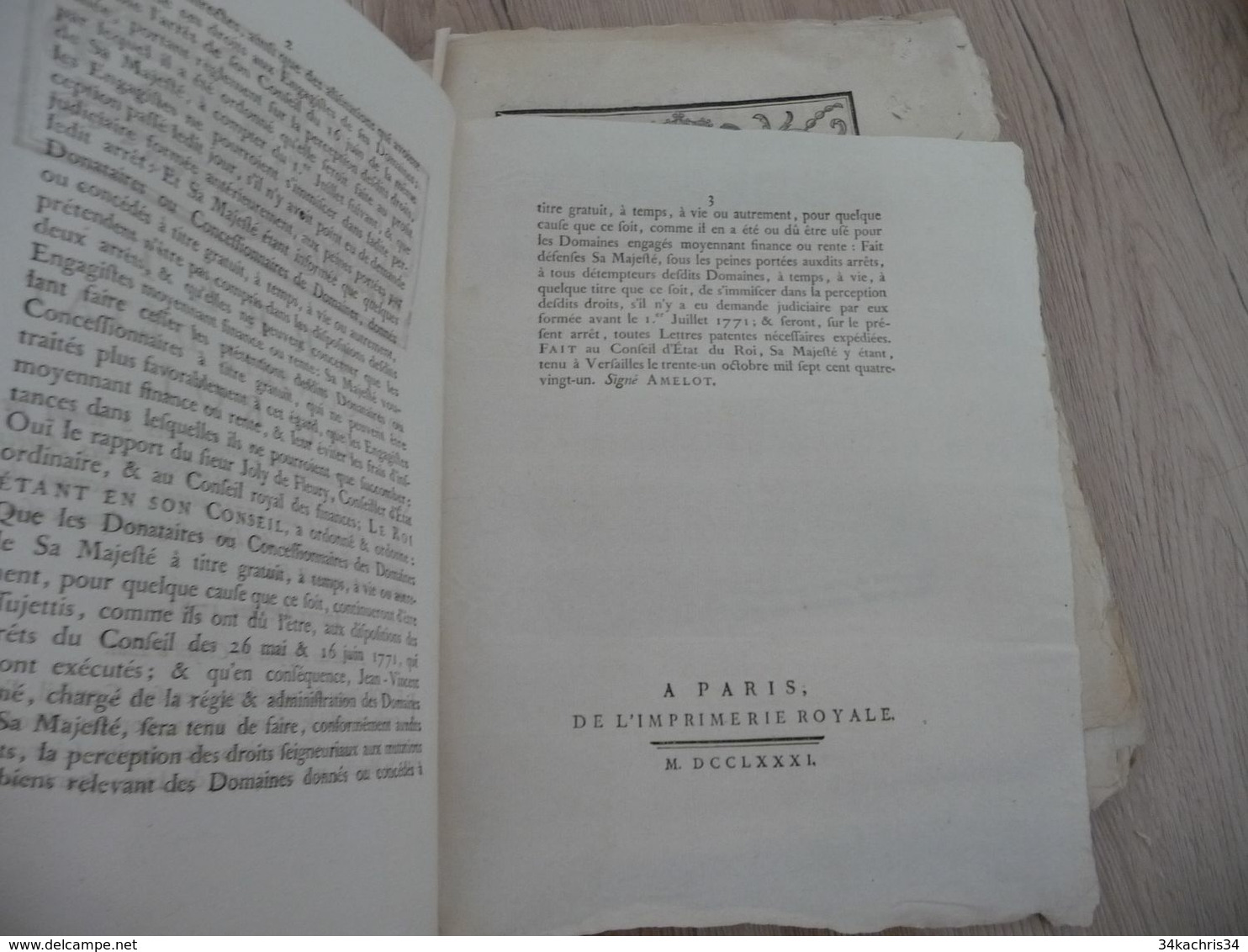 Arrêt Du Conseil D'état Du Roi 31/10/1781  Déclaration Donataires Ou Concessionnaires - Gesetze & Erlasse