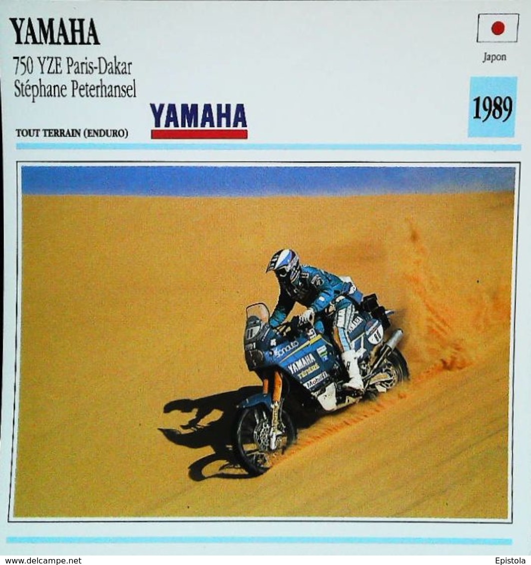 " YAMAHA 750cc YZE Paris-Dakar & Stéphane PETERHANSEL 1989"  - Collection Fiche Technique Edito-Service S.A. - Collections