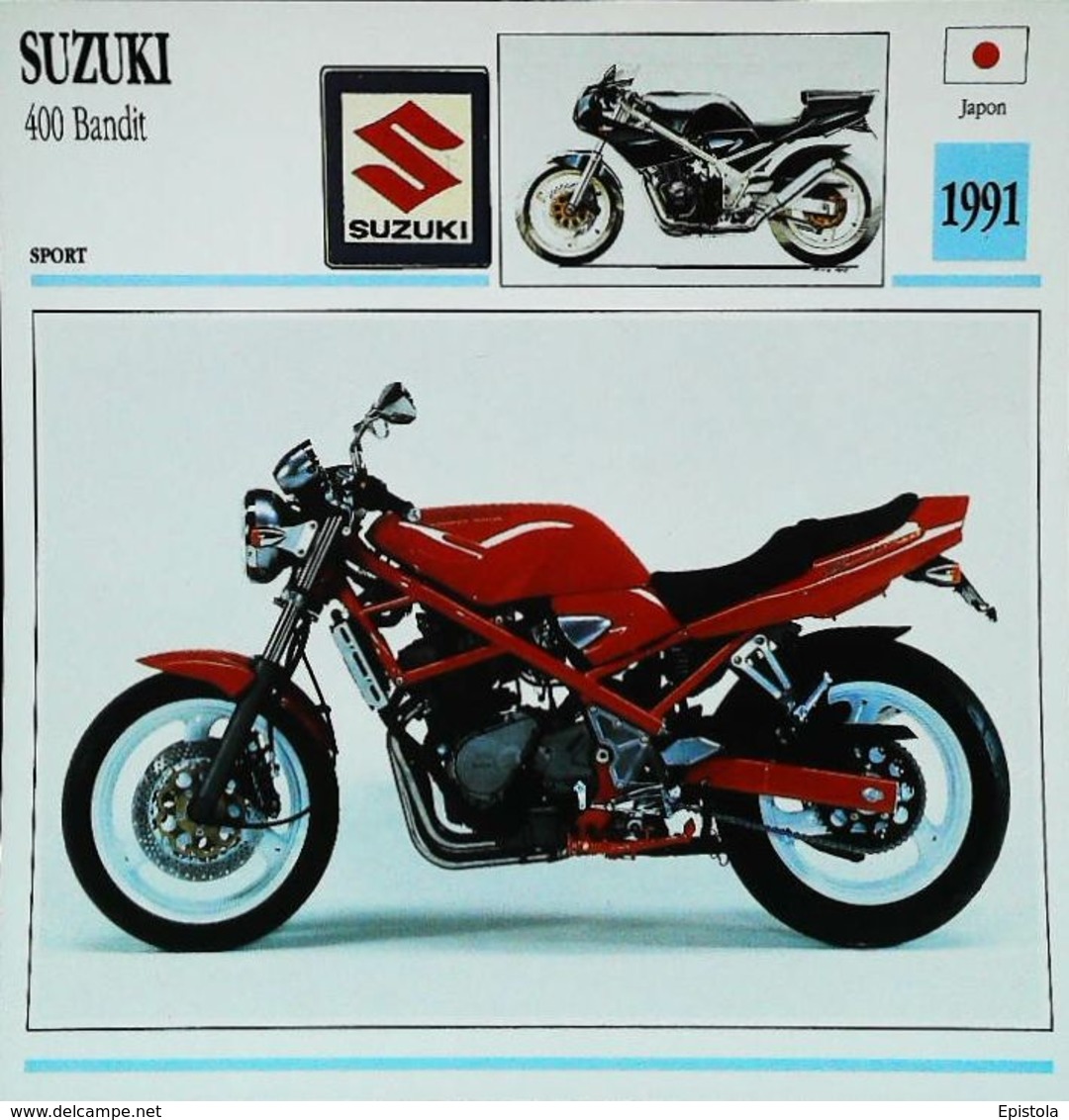 " SUZUKI 400cc Bandit  1991"  - Collection Fiche Technique Edito-Service S.A. - Collezioni