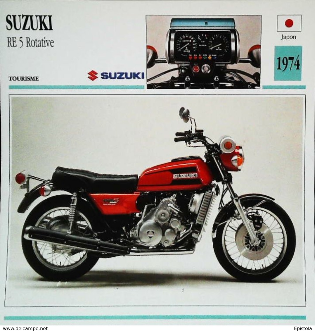 " SUZUKI  RE 5 ROTATIVE 1974"  - Collection Fiche Technique Edito-Service S.A. - Collections
