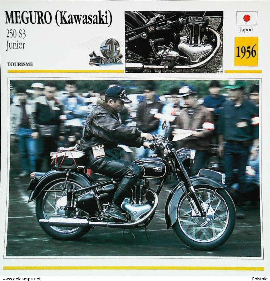 " KAWASAKI MEGURO 250cc S3 Junior 1956 - Rassemblement Mont ASAMA 1990    Collection Fiche Technique Edito-Service S.A. - Verzamelingen