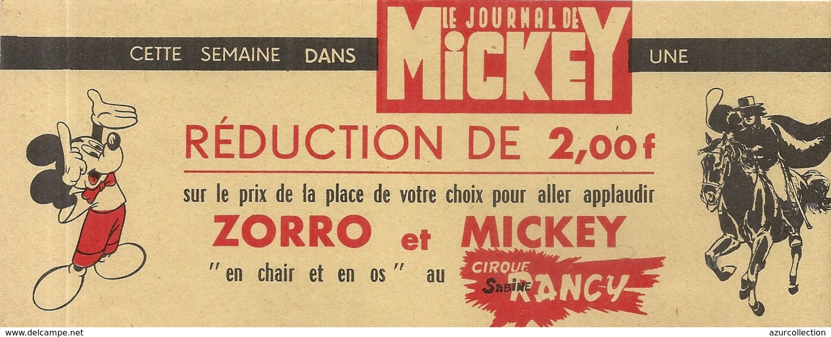 CIRQUE RANCY. REDUCTION JOURNAL DE MICKEY - Tickets D'entrée