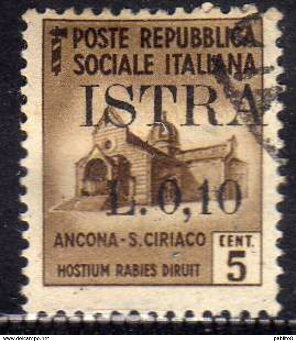 OCCUPAZIONE JUGOSLAVIA IUGOSLAVIA ISTRA ISTRIA POLA 1945 SOPRASTAMPATO D'ITALIA ITALY LIRE 0,10su 5c USATO USED OBLITERE - Ocu. Yugoslava: Trieste