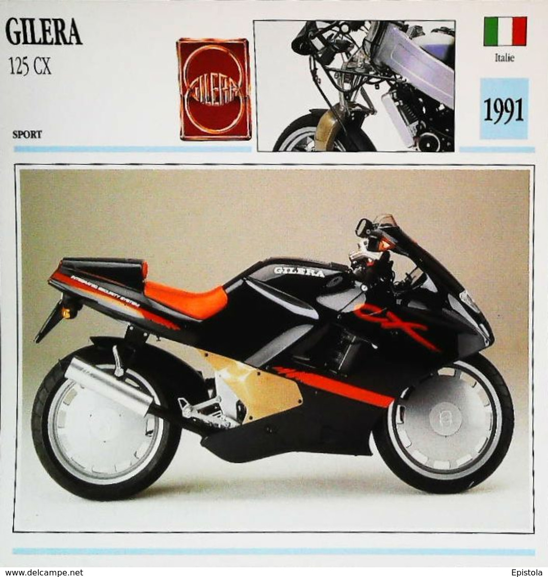 GILERA 125cc CX   1991 - Moto Italienne  - Collection Fiche Technique Edito-Service S.A. - Verzamelingen