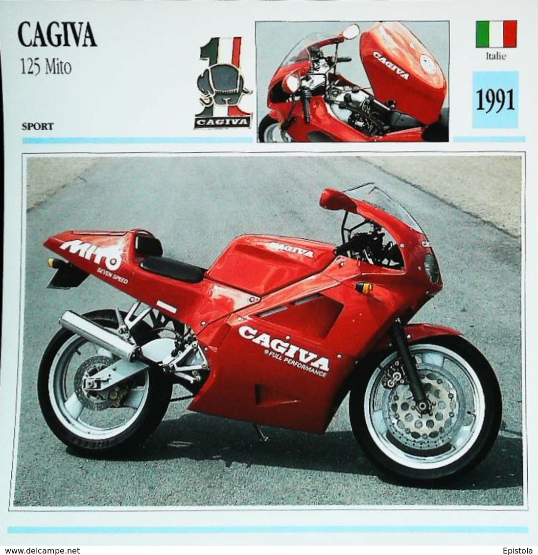 CAGIVA  125cc  Mito 1991 - Moto Italienne - Collection Fiche Technique Edito-Service S.A. - Verzamelingen