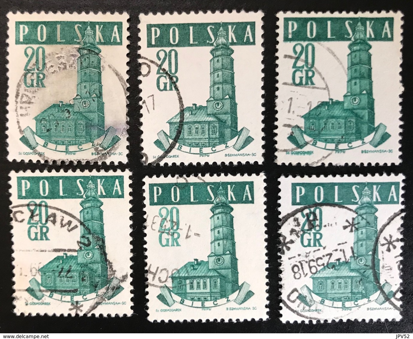 Polska - Poland - P2/11 - (°)used - 1958 - Michel Nr. 1046 - Stadhuis - 6X - Collections