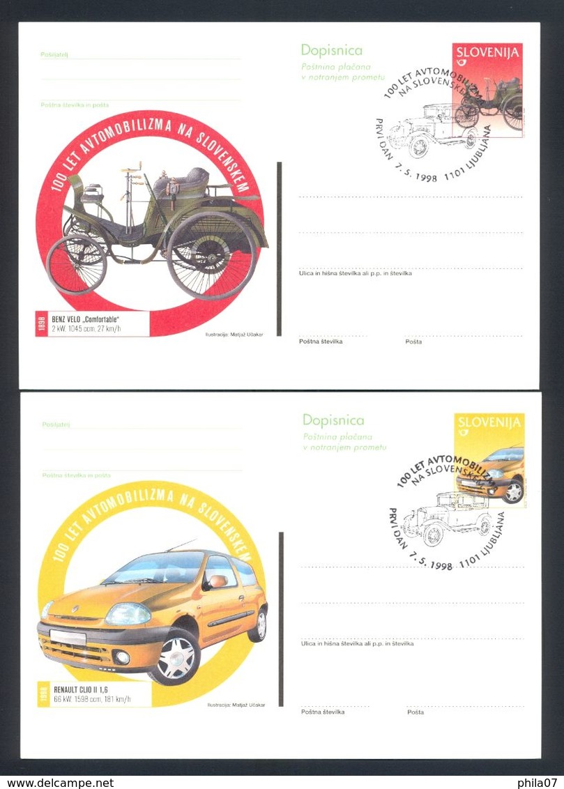 SLOVENIA - Lot Of 6 Stationeries With Commemorative Cancels. Topic Cars. - Slovénie