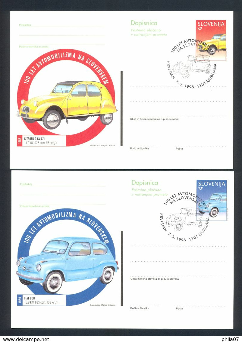 SLOVENIA - Lot Of 6 Stationeries With Commemorative Cancels. Topic Cars. - Slovénie