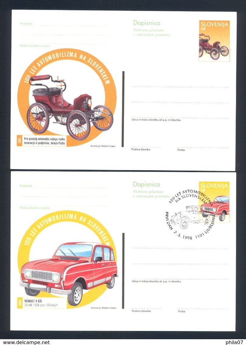 SLOVENIA - Lot Of 6 Stationeries With Commemorative Cancels. Topic Cars. - Slovenia