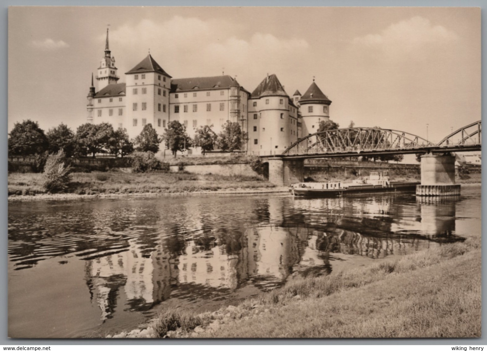 Torgau - S/w Blick Von Der Elbe Zum Schloß Hartenfels - Torgau