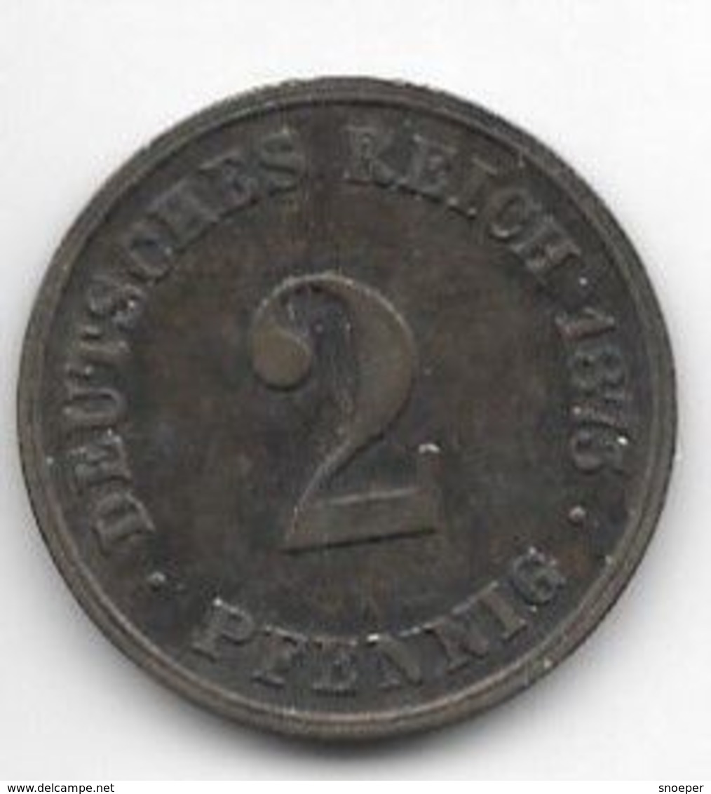 *empire 2 Pfennig 1875 C   Km 2  Vf+ - 2 Pfennig