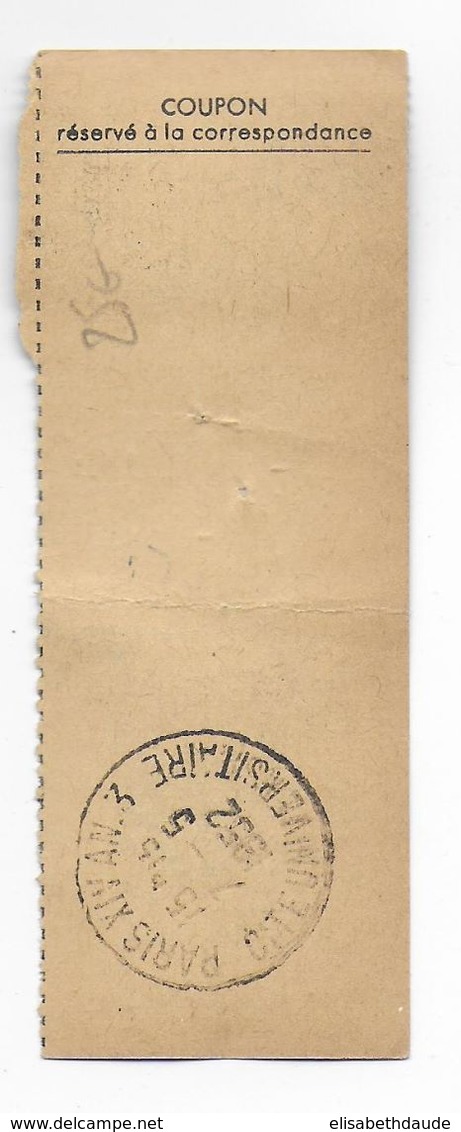 CAMBODGE - 1952 - TIMBRES Sur COUPON De MANDAT De PHNOMPENH => PARIS - Kambodscha