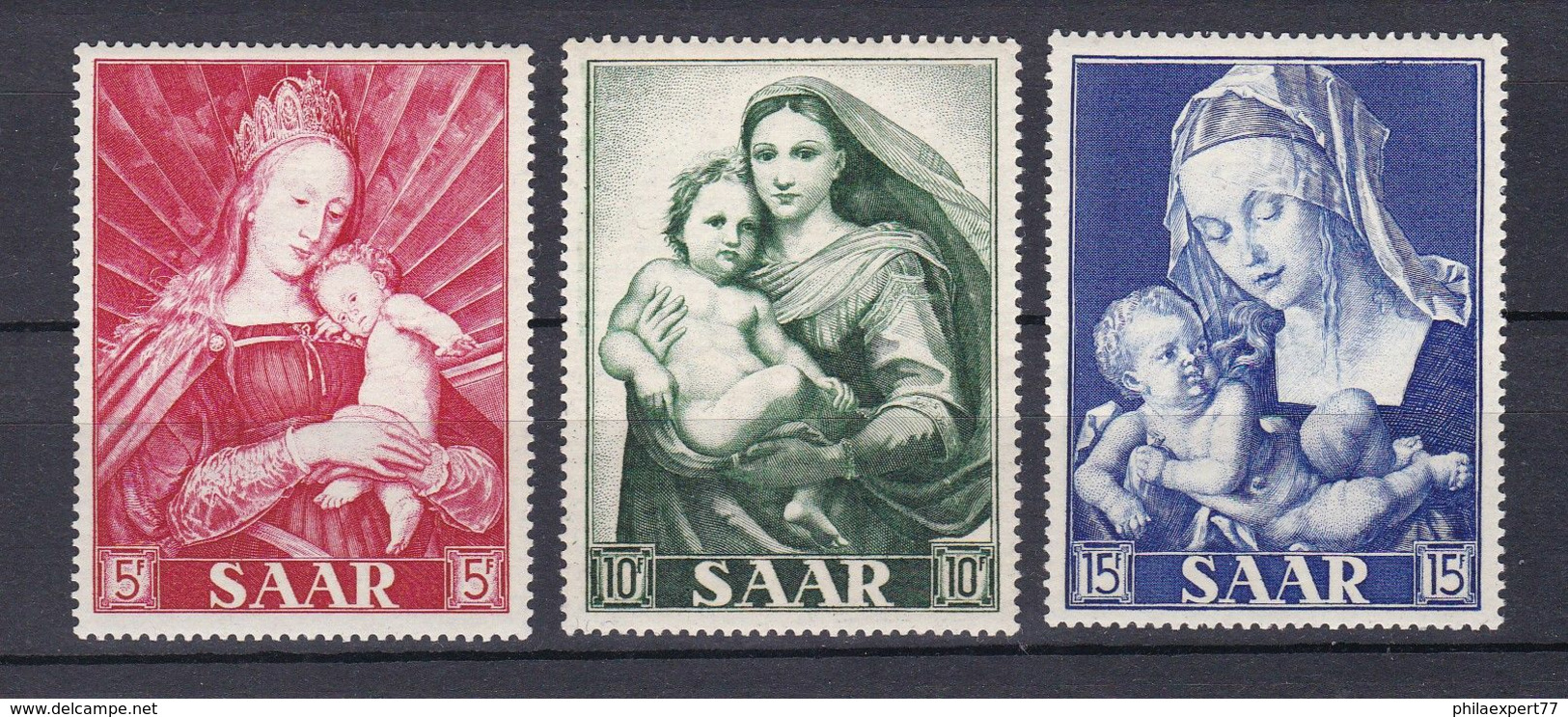 Saarland - 1954 - Michel Nr. 351/353 - Ungebr. M. Falz - Unused Stamps