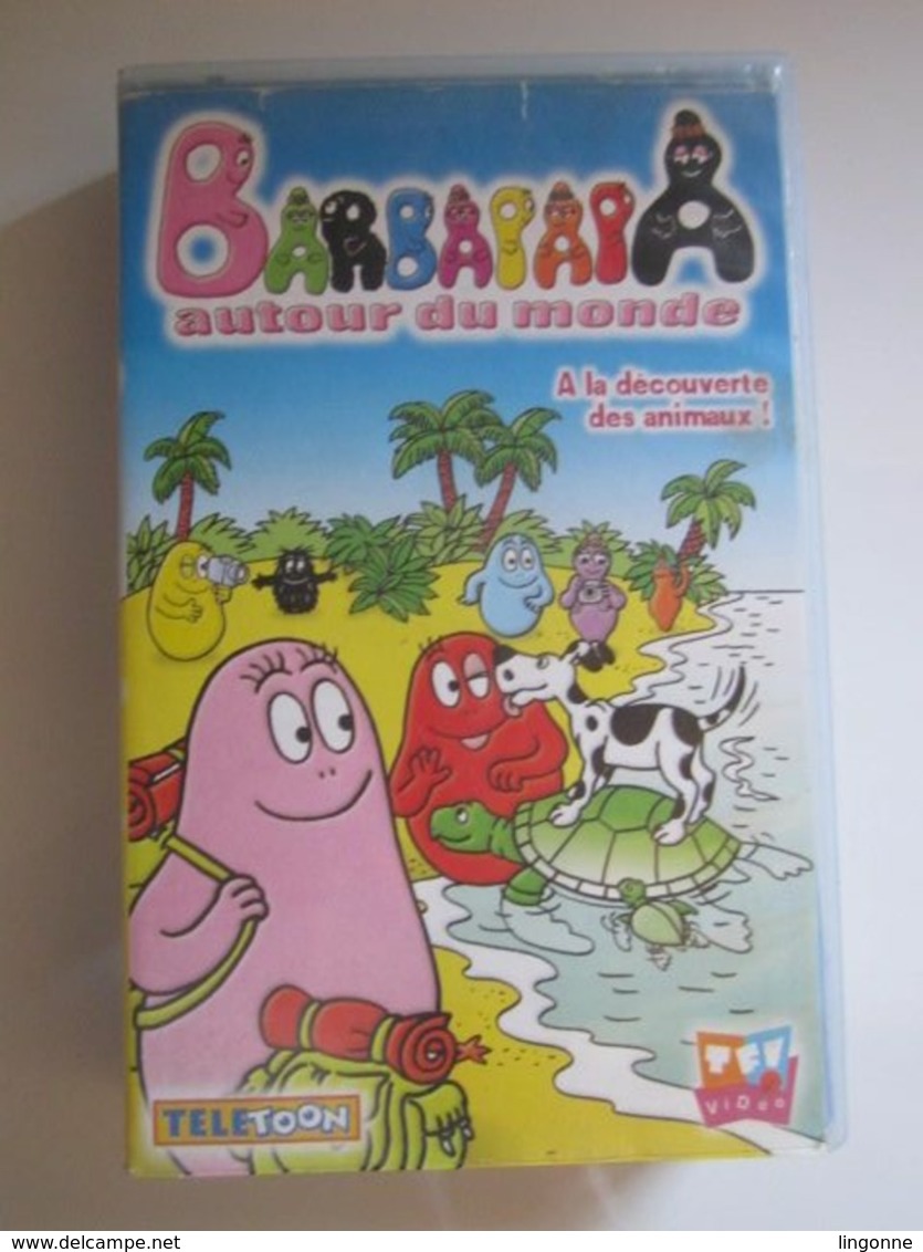 2001 CASSETTE VIDEO VHS  BARBAPAPA AUTOUR DU MONDE A LA DECOUVERTE DES ANIMAUX - Dessins Animés