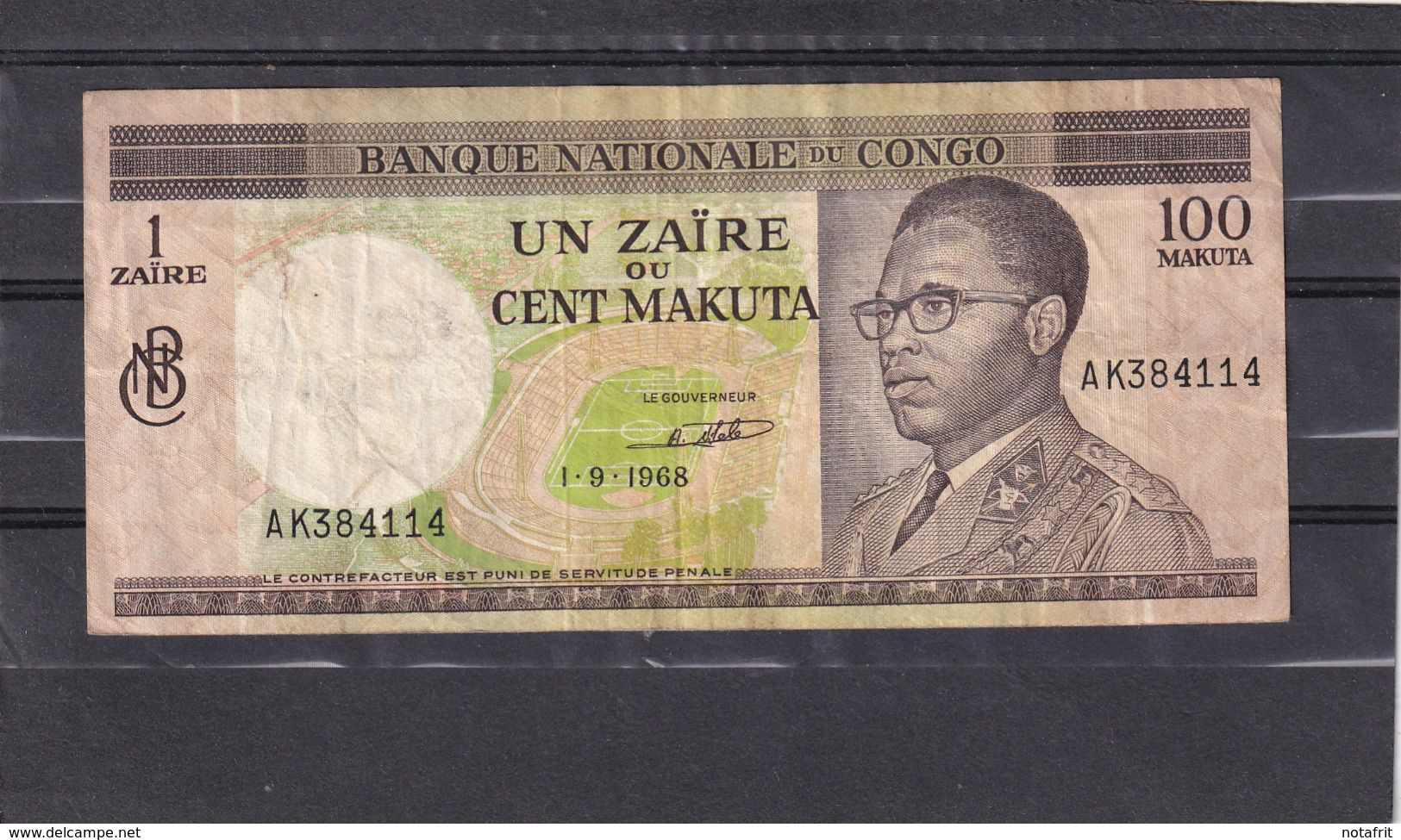 Congo  Zaïre  100 Cent Makuta  1968  VF - République Démocratique Du Congo & Zaïre