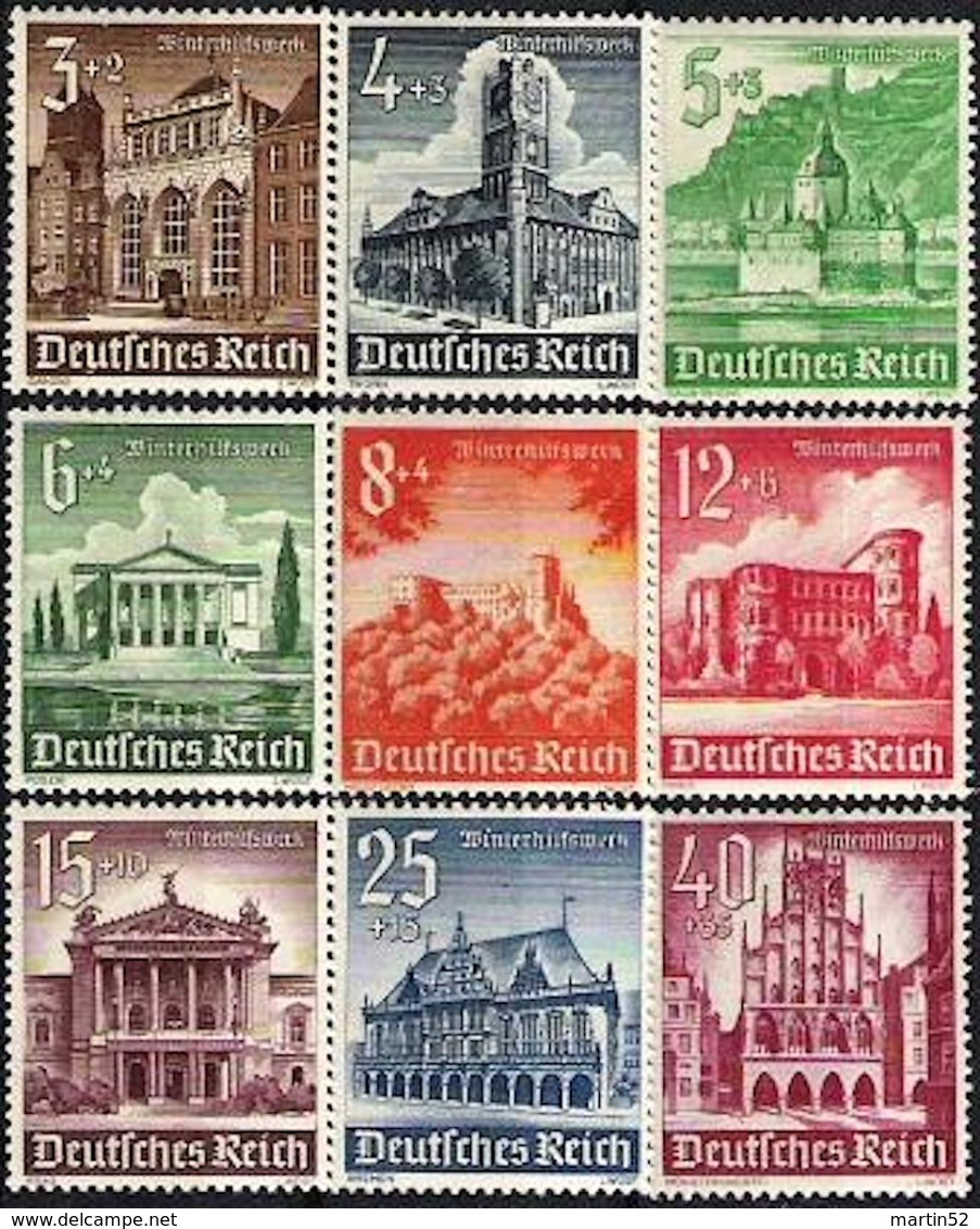 Deutsches Reich Allemagne Germany 1940: Winterhilfswerk WHW "Bauten" No.751-759 ** Postfrisch MNH (Michel 40.00 Euro) - Ungebraucht