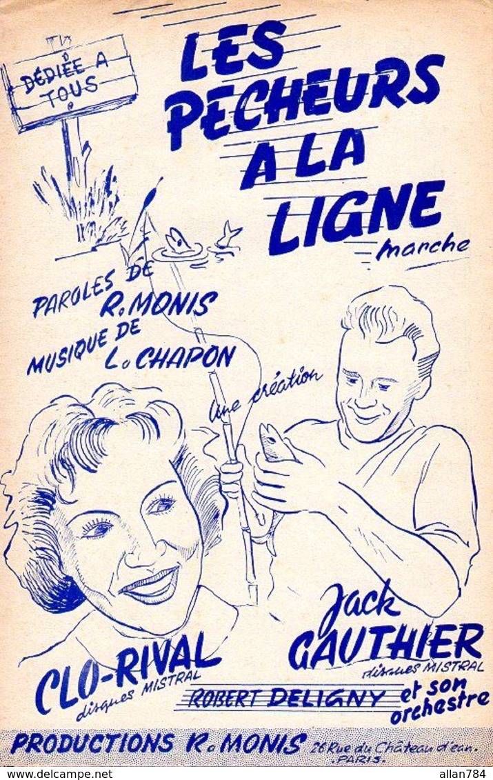 THEME PECHE - PARTITION LES PECHEURS A LA LIGNE - JACQUES GAUTHIER - 1955 - EXCELLENT ETAT PROCHE DU NEUF - - Altri & Non Classificati