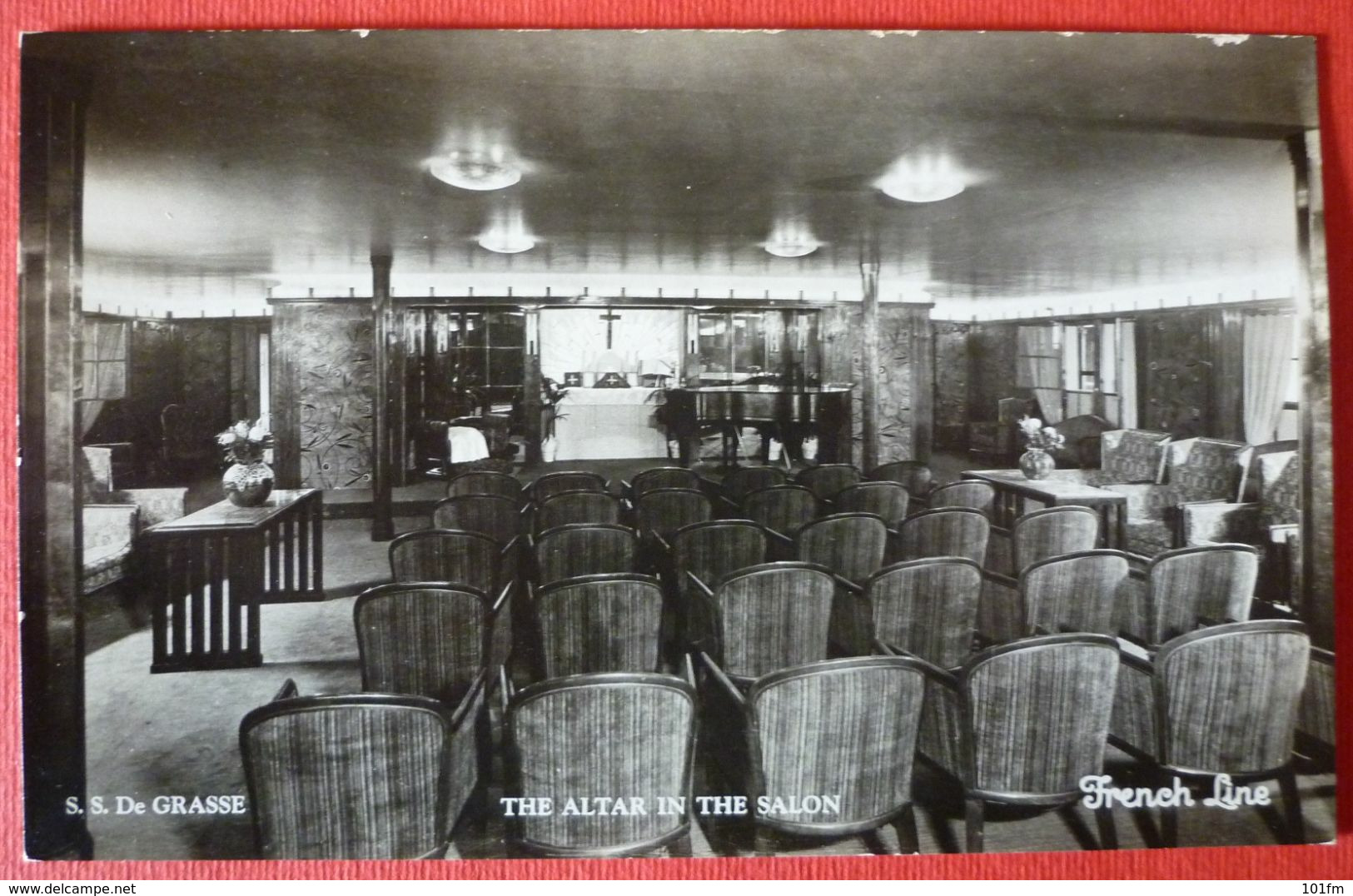 FRENCH  STEAMER SS. DE GRASSE , THE ALTAR IN THE SALON ,  LE PAQUEBOT FRENCH LINE - Paquebots