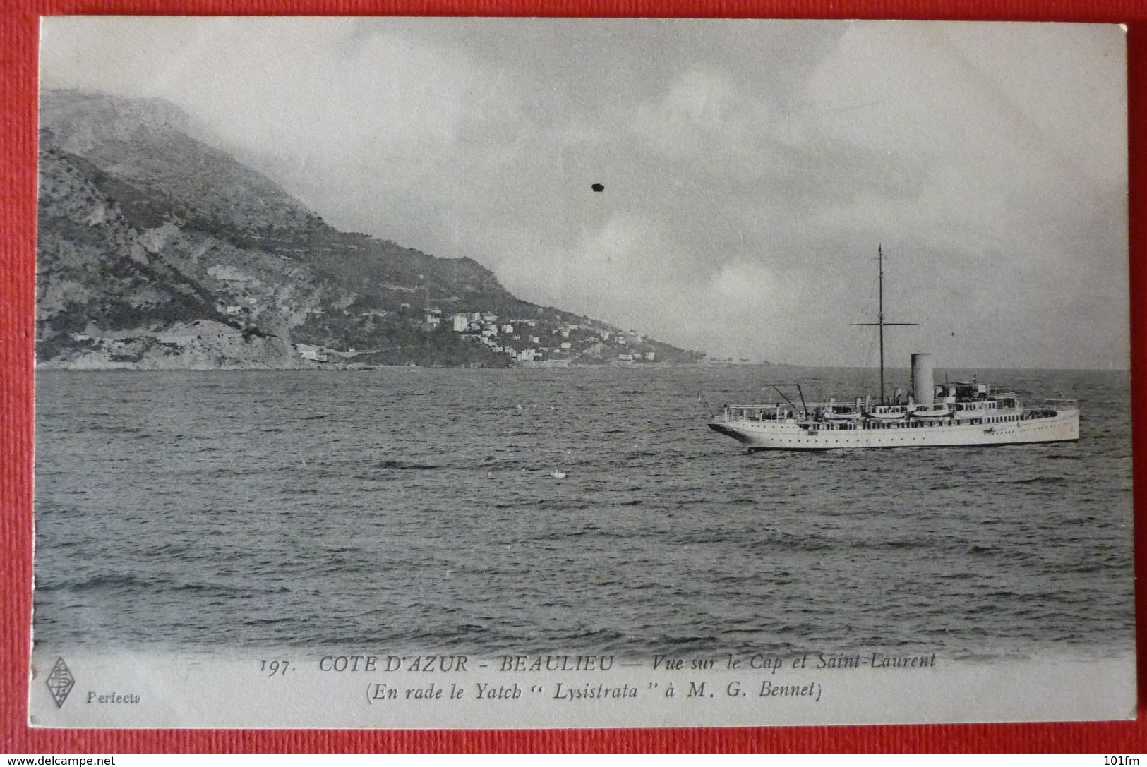 COTE D`AZUR - BEAULIEU , YACHT LYSISTRATA EN RADE - Steamers