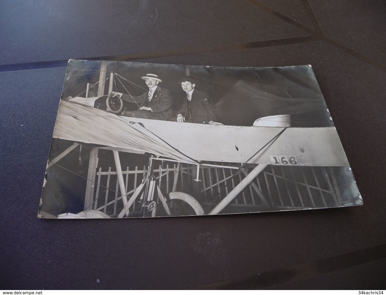 Carte Photo Aviation Partie De Paris Beau Plan Avion Et Aviateurs 166 Sur Carlingue 1914 - ....-1914: Precursori