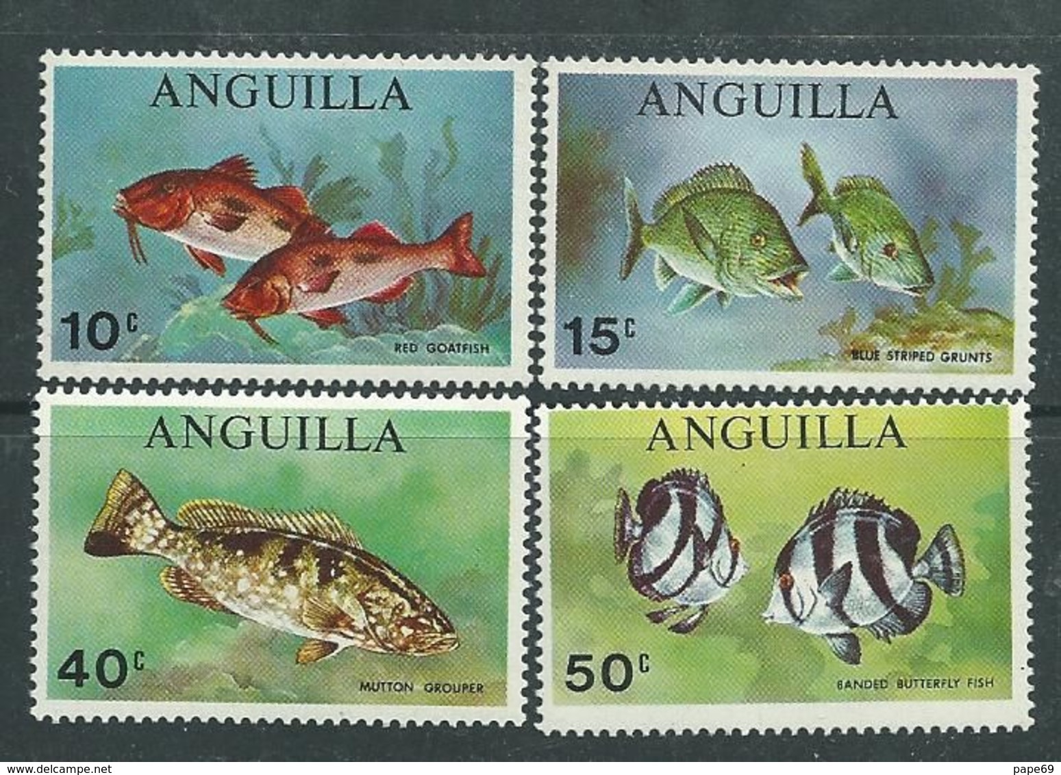 Anguilla N° 52 / 55 XX Poisson De Mer, La Série Des 4 Valeurs Sans Charnière, TB - Anguilla (1968-...)