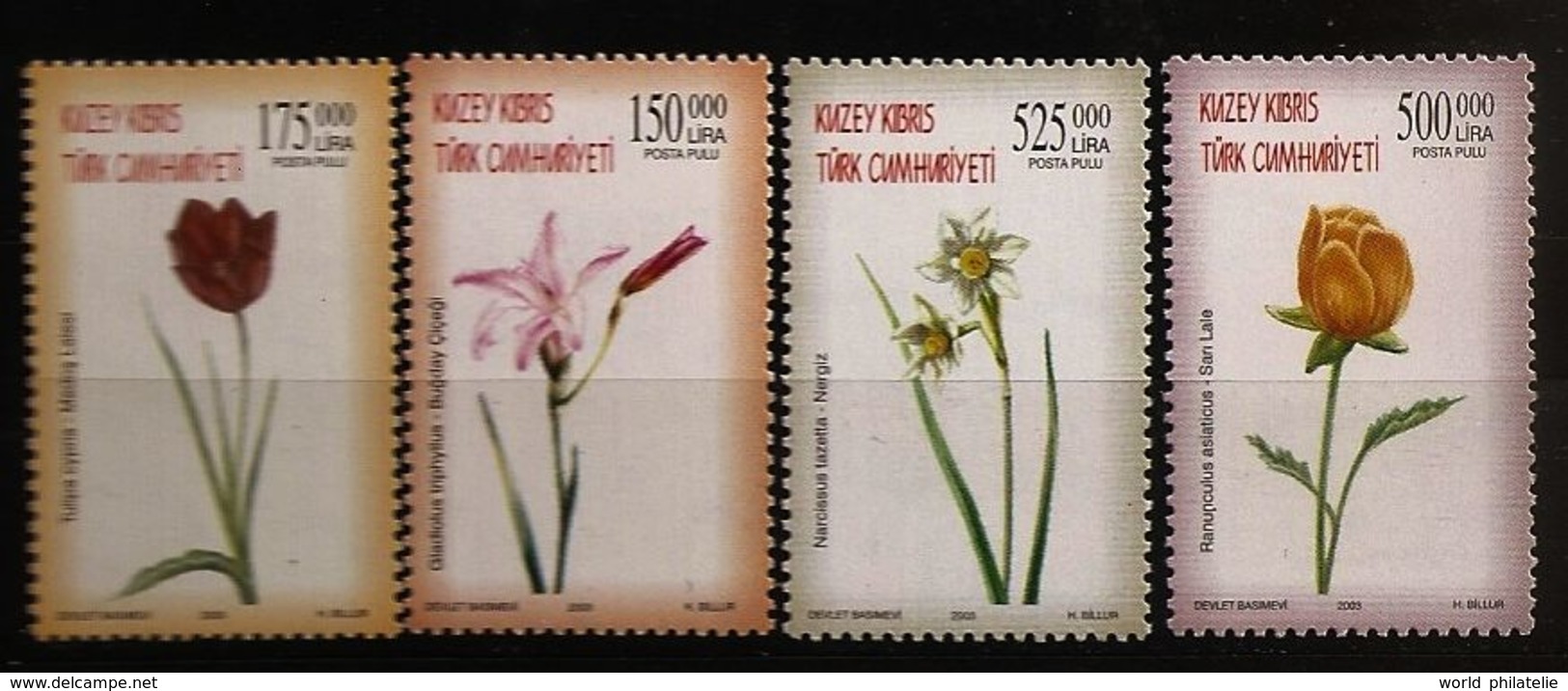 Turquie Chypre Turc RTCN 2003 N° 545 / 8 ** Fleurs, Tulipe, Renoncule, Narcisse, Glaïeul, Gladiolus, Tulipa Cypria Fleur - Autres & Non Classés