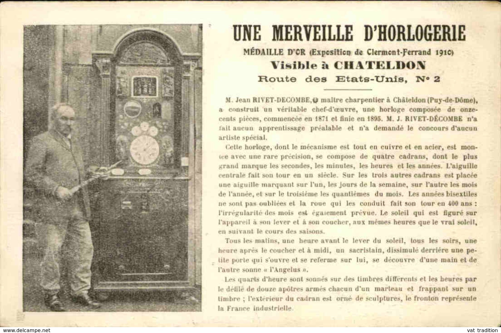 FRANCE - Carte Postale - Chateldon - Une Merveille D'Horlogerie ( Médaille D'Or à Clermont Ferrand En 1910 ) - L 67042 - Chateldon