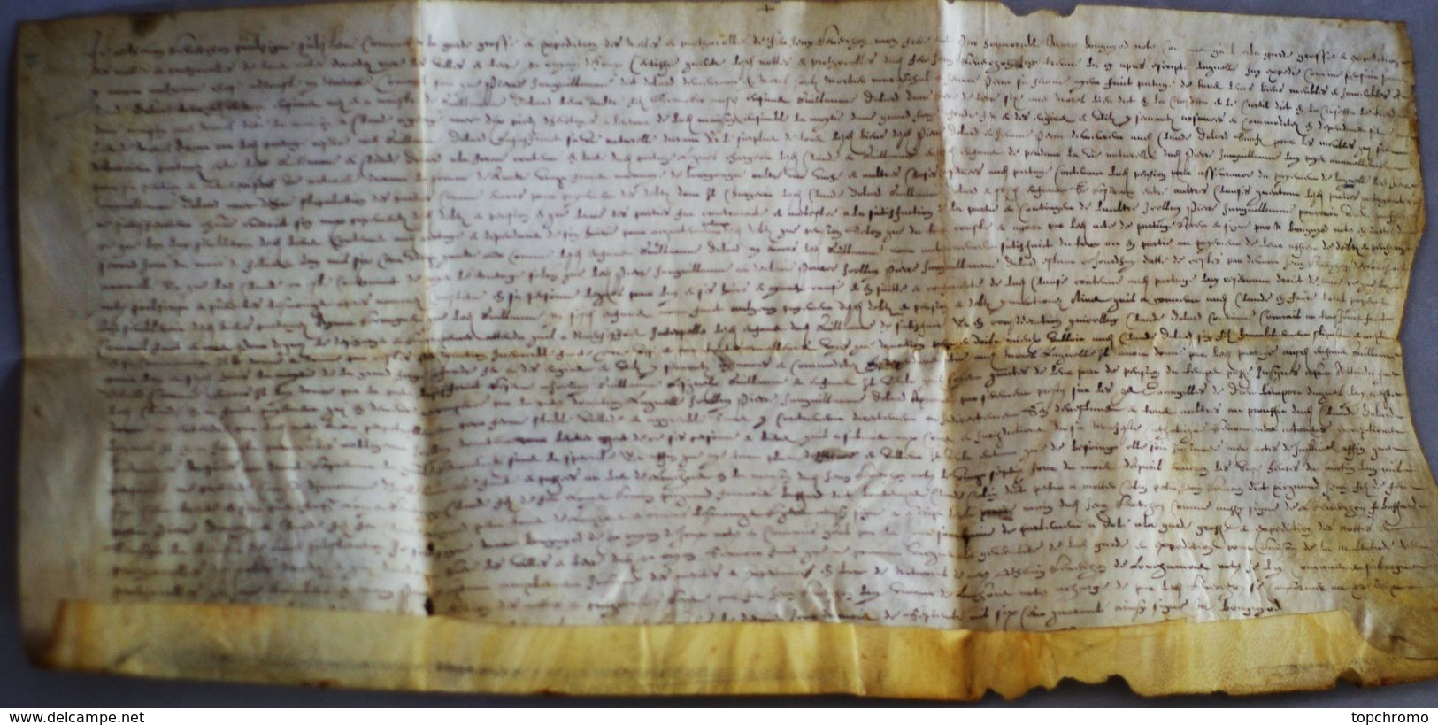 Véritable Parchemin Manuscrit Acte 17ème 1640 à Déchiffrer 50cm X 27cm - Manuscritos