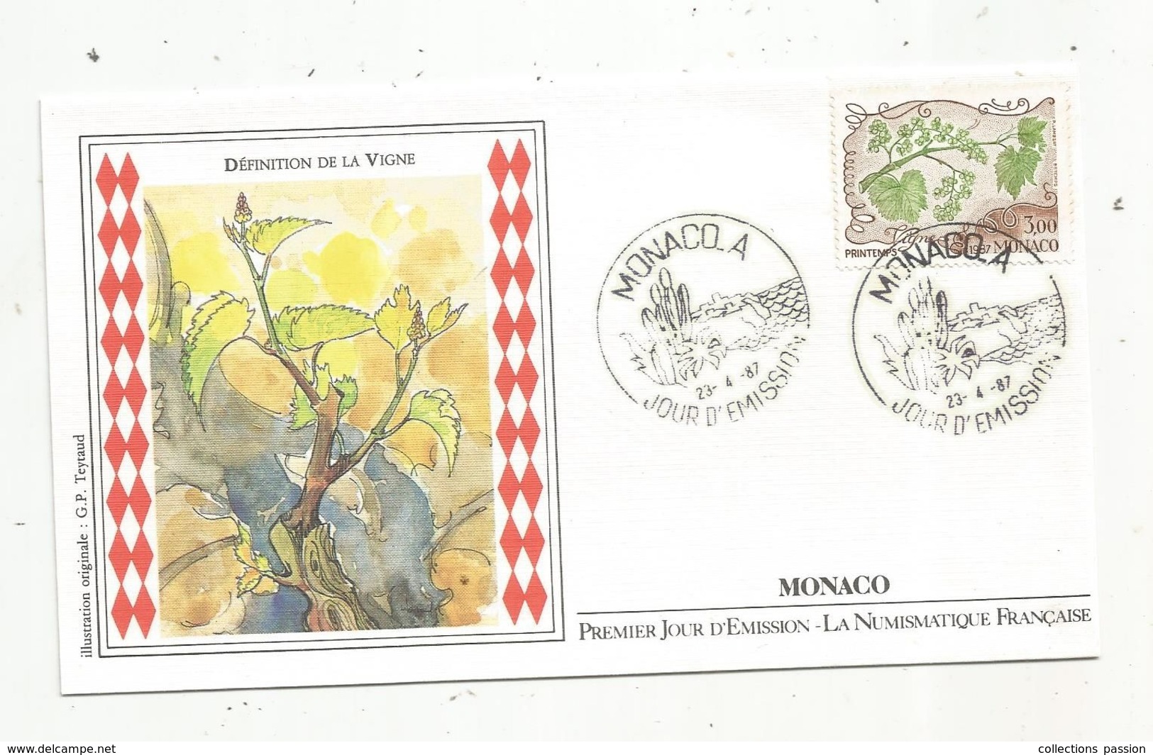 MONACO , FDC ,premier Jour , 1987 , Définition De La VIGNE - FDC