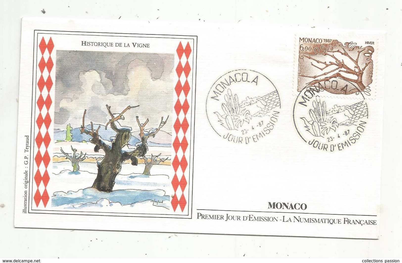 MONACO , FDC ,premier Jour , 1987 , Historique De  La VIGNE - FDC