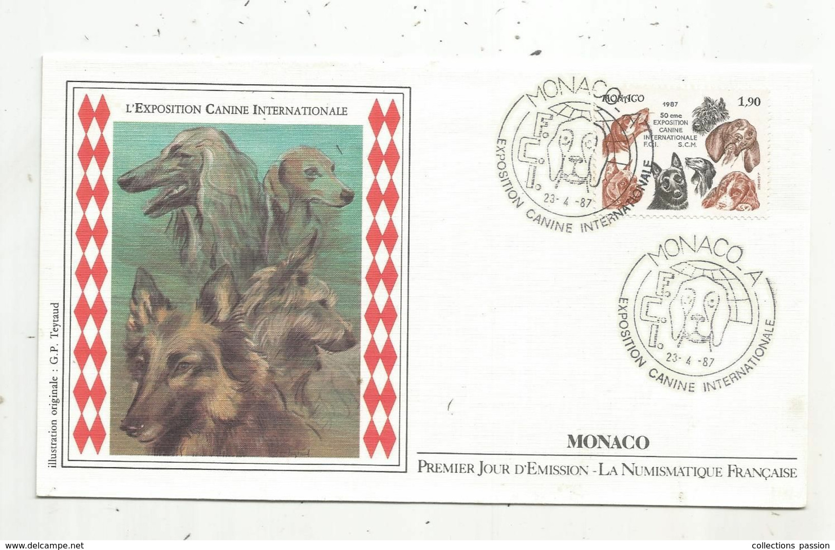 MONACO , FDC ,premier Jour , 1987 ,  L'exposition Canine Internationale - FDC