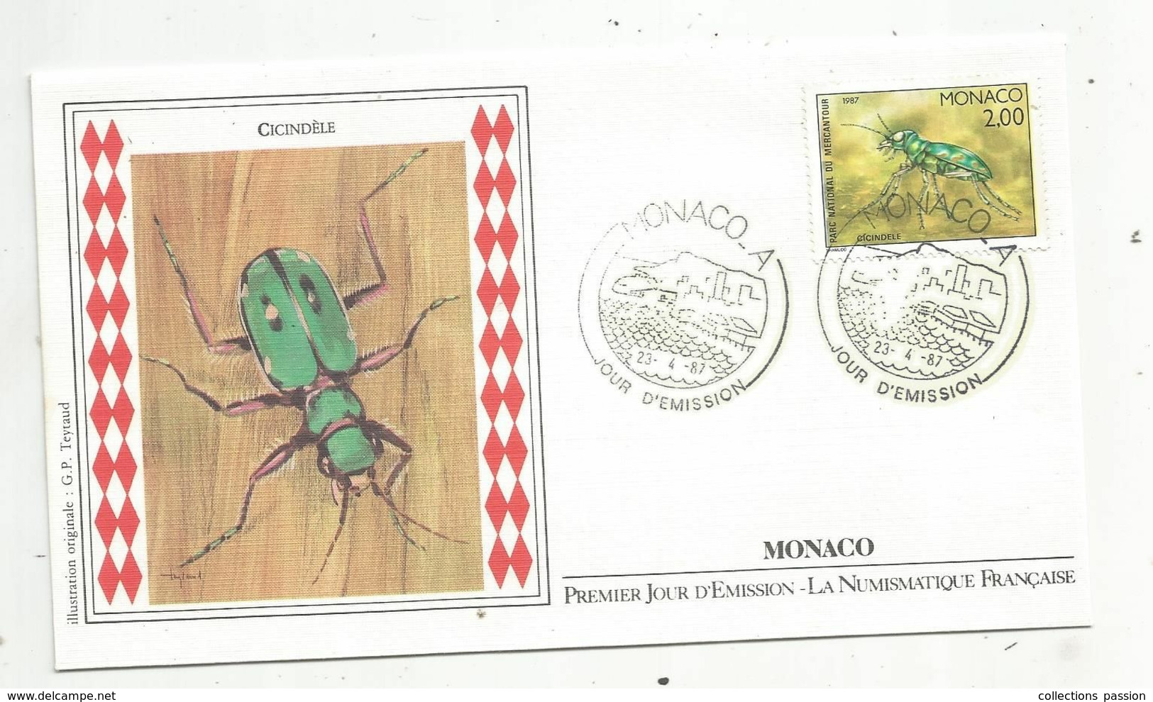 MONACO , FDC ,premier Jour , 1987 ,  CICINDELE - FDC