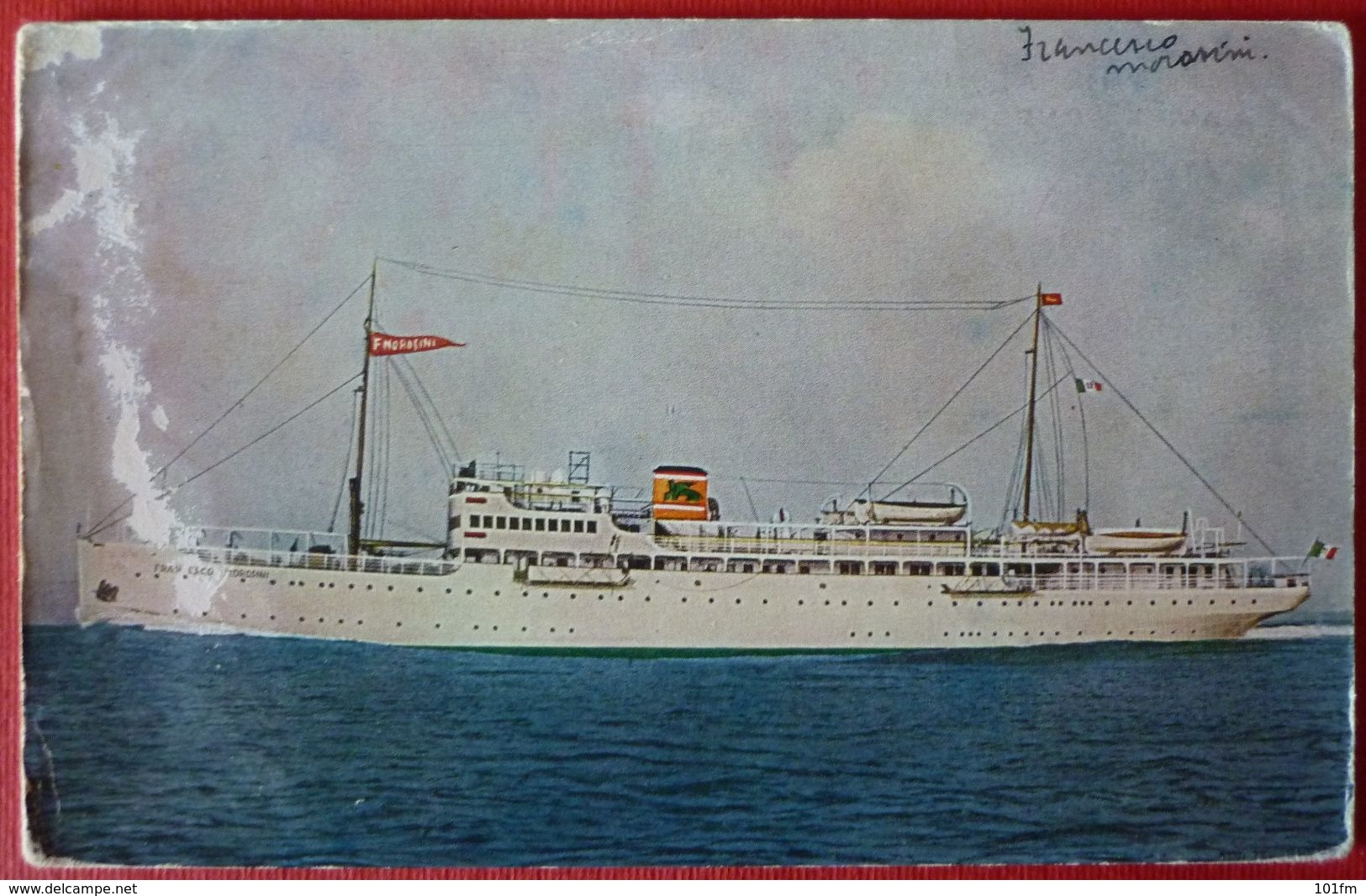 S.S.FRANCESCO MOROSINI - ADRIATICA DI NAVIGAZIONE , VENEZIA - SHIP STAMP ON BACK - Dampfer