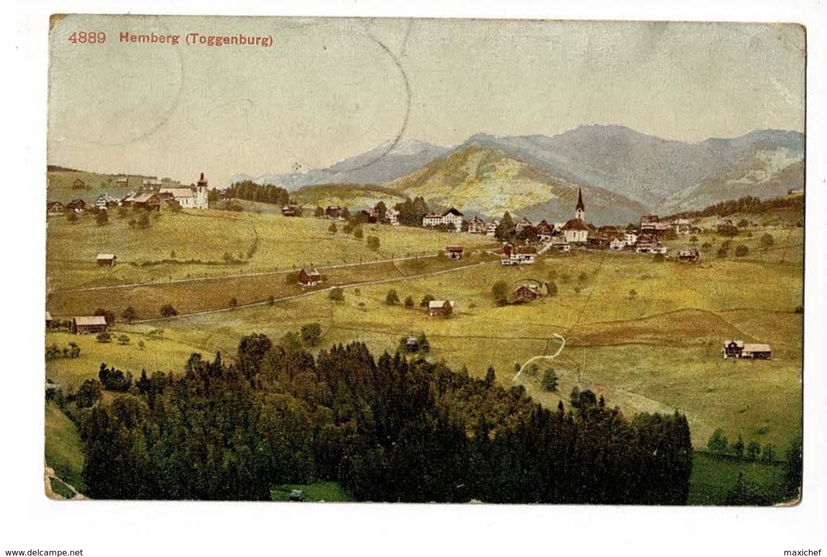 4889 - Hemberg ( Toggenburg) - Vue Générale - Circulé 1908, Timbre Décollé, Colorisée - Hemberg