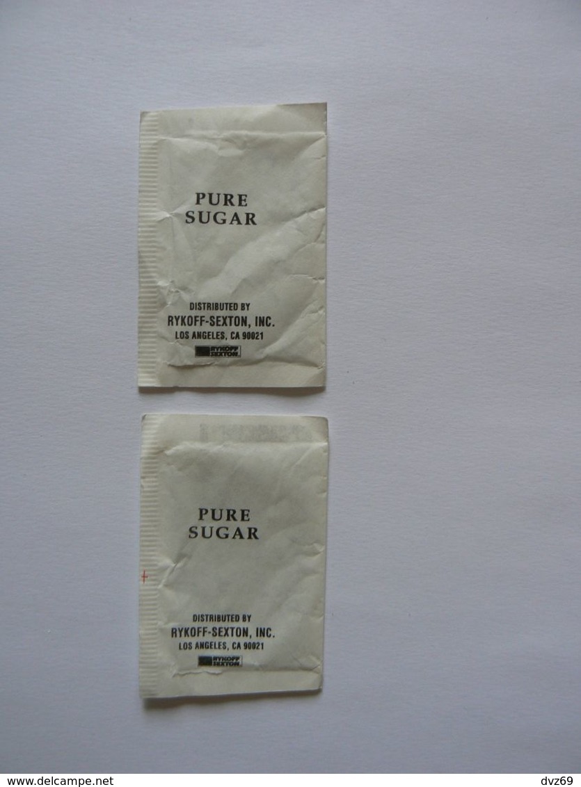 Déstockage, USA, 2 Sachets De Sucre Vides, Rykoff-Sexton Los Angeles, TB. - Sugars